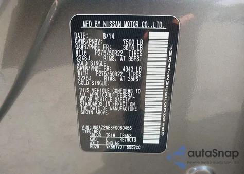 2015 Infiniti Qx80 z USA, uszkodzony, nr VIN JN8AZ2NE8F9080456